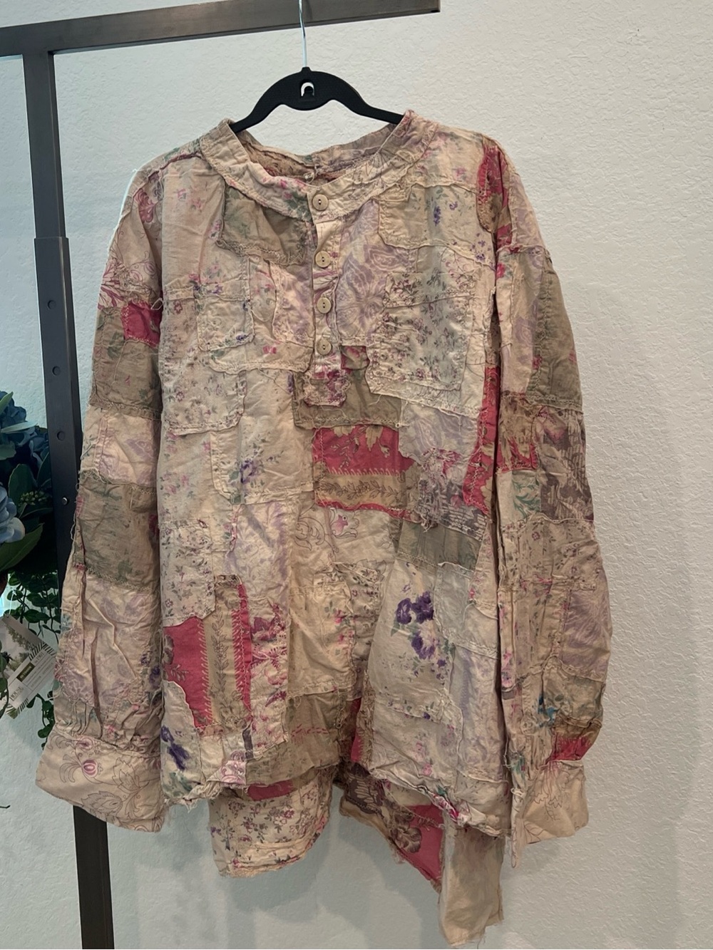 Magnolia Pearl Floral Patchwork Tunic in Cream, Pink & Purple